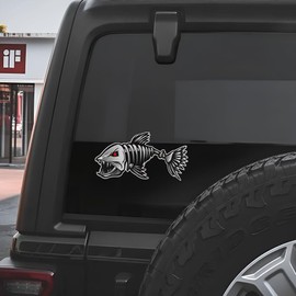 Fish Skeleton Car Stickers, Waterproof Vinyl Decals for Bumper and Window, Durable Vehicle Graphic, 2-Pack B039