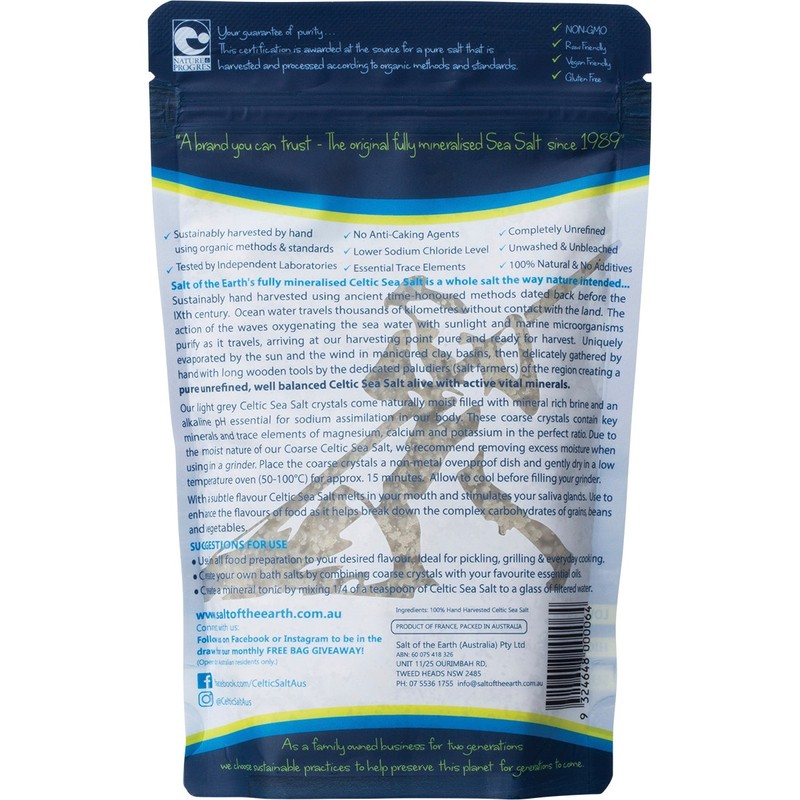 Salt Of The Earth Hand Harvested Celtic Sea Salt Coarse