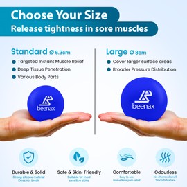 Beenax Lacrosse & Hard Spiky Massage Ball Set - Trigger Point, Myofascial Release, Plantar Fasciitis, Deep Tissue, Muscle Relief, Yoga, Pilates, Physio, Rehab - Relieve Stress and Relax Tight Muscle
