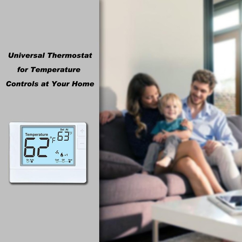 Multi Stage Thermostat for Home Cooling and Heating, 2 Heat/2
