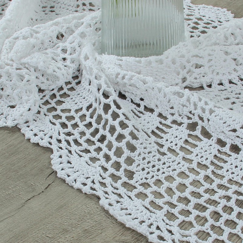 kilofly Handmade Crochet Lace Rectangular Table Runner 15 x 51