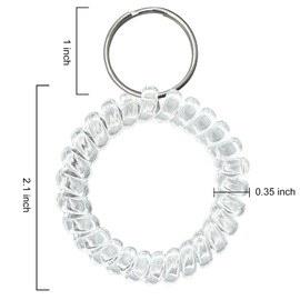 TENOC Spiral Coil Keychain 3 Pcs, Anti-lost Key Chain Holder Lanyard Cord, Clear