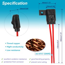 Gaoekoius Waterproof ATO/ATC Inline Blade Fuse Holder Kit -12AWG Heavy Duty Holder with 6pcs 30A Fuse for Automotive Marine Car Truck RV Circuit Protection(1pcs)