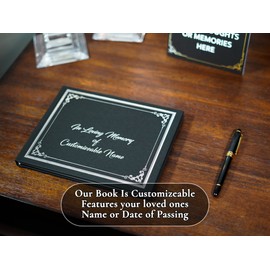 Ohio Creations Funeral Guest Book Set, with Memory Table Sign and Pen | Celebration of Life Guest Book | Memorial Guest Book for Funerals (Silver Foil)