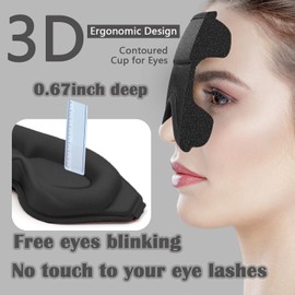 Black Sleep Mask for Men Eyelash Extension, Eye Mask for Lash Extensions No Pressure 3D Sleep Mask, Women Sleep Protector Eye Shade Cover for Travel Yoga Nap