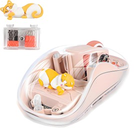 Cute Wireless USB C Mouse - Bluetooth Triple Mode Rechargeable Cartoon Mouse for Laptops, iPads & MacBook Air/Pro - Silent Operation, Portable Design, Unique Magnetic Character (Milk tea color)