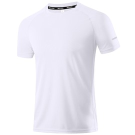 Holure Men's Sportswear Breathable Quick-Drying Short-Sleeved T-Shirt White-L