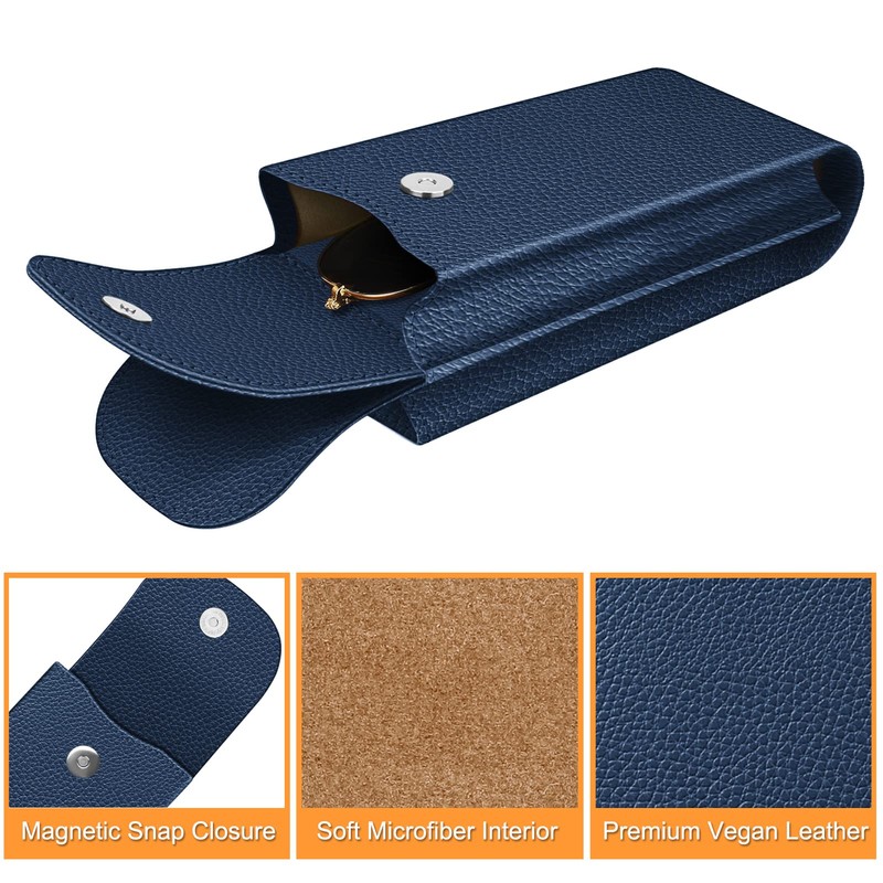 Fintie Double Glasses Case with Carabiner Hook, Portable Vegan Leather