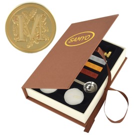 Samyo Stamp Seal Sealing Wax Vintage Classic Old-Fashioned Antique Alphabet Initial Letter Set Brass Color Creative Romantic Stamp Maker (M)