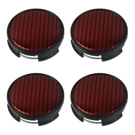 Modengzhe Center Caps for Rims,62mm Wheel Rim Hub Cover 63mm Lug to Lug w Black ABS Base Red Carbon Fiber Pattern Top,Pack of 4
