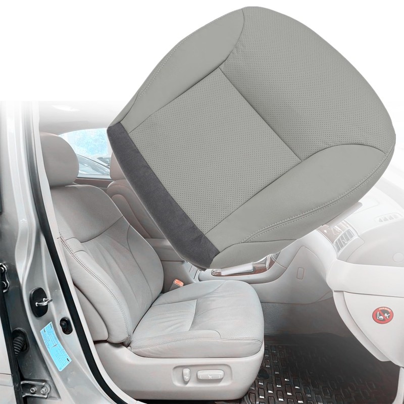 Priprilod Gray Perforated Leather Driver Side Bottom Replacement Seat Cover