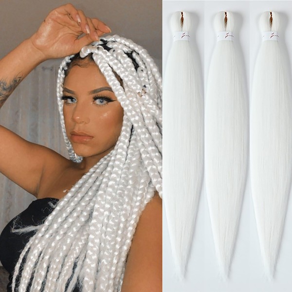 Braiding Hair Pre Stretched 32inch 3 Packs White Braiding hair