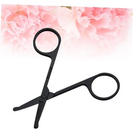 Tijeras para Cortar Vello Nasal y Cejas de Acero Inoxidable Negro Punta Redondeada, Recortador Seguro y Preciso para Cuidado Facial, Uso Unisex en Casa o Viaje
