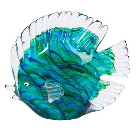 Beachcombers Swirled Tropical Fish Glass Teal