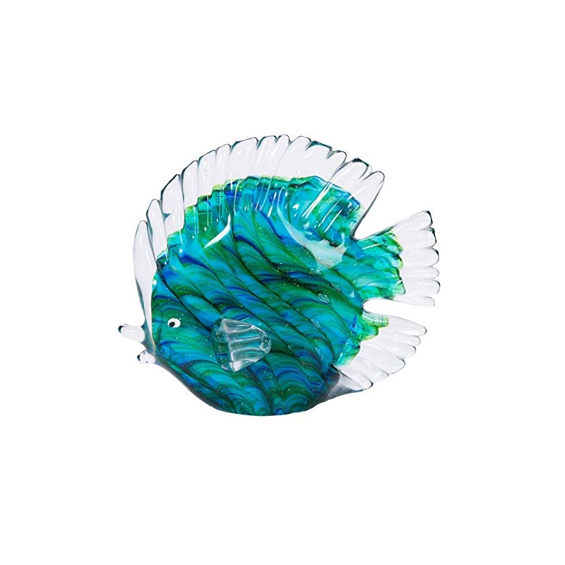Beachcombers Swirled Tropical Fish Glass Teal
