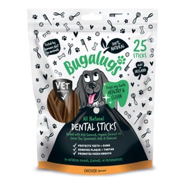 BUGALUGS Bugalugs Dental Sticks Dogs - 100% Natural Dog treats & Dog Chews for Dog Teeth Cleaning, Dog Plaque Remover & Dog Breath Freshener - Dog dental sticks are Grain Free Dog Treats
