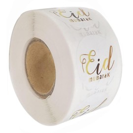 500 Pcs Eid Mubarak Stickers,Gold Foil Ramadan Kareem Round Labels Gifts Tags for Eid Mubarak Decorations/Advent Calendar/Sealing Cards Envelopes Craft Muslim Party Treat Bags Eid Stickers