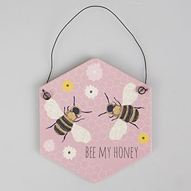 Sass & Belle Bee My Honey Hexagon Plaque, Multi-Colour