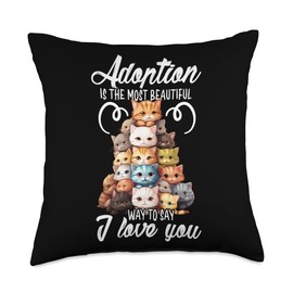 Fluffy Kitten Lover Cat Meme Apparel Adoption is The Most Beautiful Cute Kitten Fluffy Cat Throw Pillow, 18x18, Multicolor