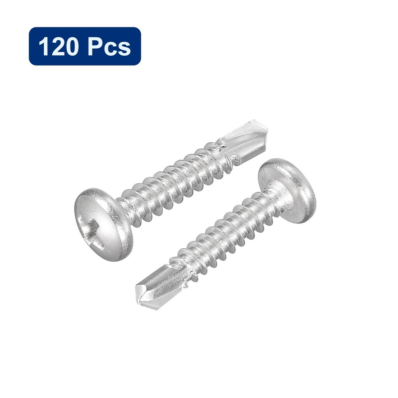sourcing map #10-1" Self Drilling Screws, 120pcs 410 Stainless Steel