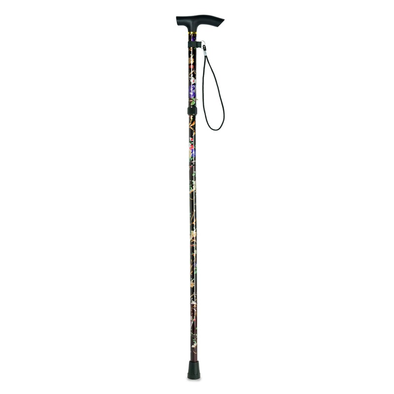 Amazing Health Pretty Flower Height Adjustable Folding Walking Sticks (White)