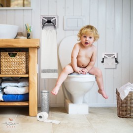 Autumn Alley Farmhouse Toilet Paper Holder and Towel Ring, Wall Mount, 2 Set - Farmhouse Wall Toilet Paper Holder and Bathroom Hand Towel Holder Decor, Wooden, Rustic White