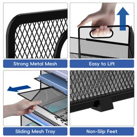 SUPEASY 5-Tier Desk File Organizer, Metal Letter Paper Tray, Desk Organizers and Accessories for Home Office Supplies, Black