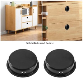 ECSiNG 10PCS Round Recessed Pull Handles Sliding Door Handle Hidden Drawer Pulls for Furniture Cupboard Wardrobe Cabinet Door Home Decoration Stainless Steel Black