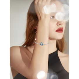 TOUPOP Aquamarine March Birthstone Bracelet Tree of Life Bracelet for Women Irish Celtic Tree Jewelry Blue Crystal Jewelry Mothers Day Anniversary Birthday Gifts for Her Girlfriend Wife Mom