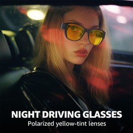 LVIOE Night Driving Glasses Fit Over Glasses Polarized Anti-Glare for Night Driving Comfortable Fit Lightweight