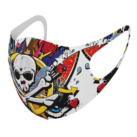 Smakore 007659 Design Mask, Set of 2, Polyester, Washable, Cloth Mask, Unisex, Unique Skull, Illustration