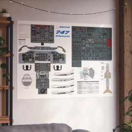 Cucure2016 Boeing 747 Classic Cockpit Poster 36in x 48in - 48" x 36", Matte