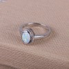 KELITCH Synthetic Opal Silver Ring, Handamde Egg Round Ring for