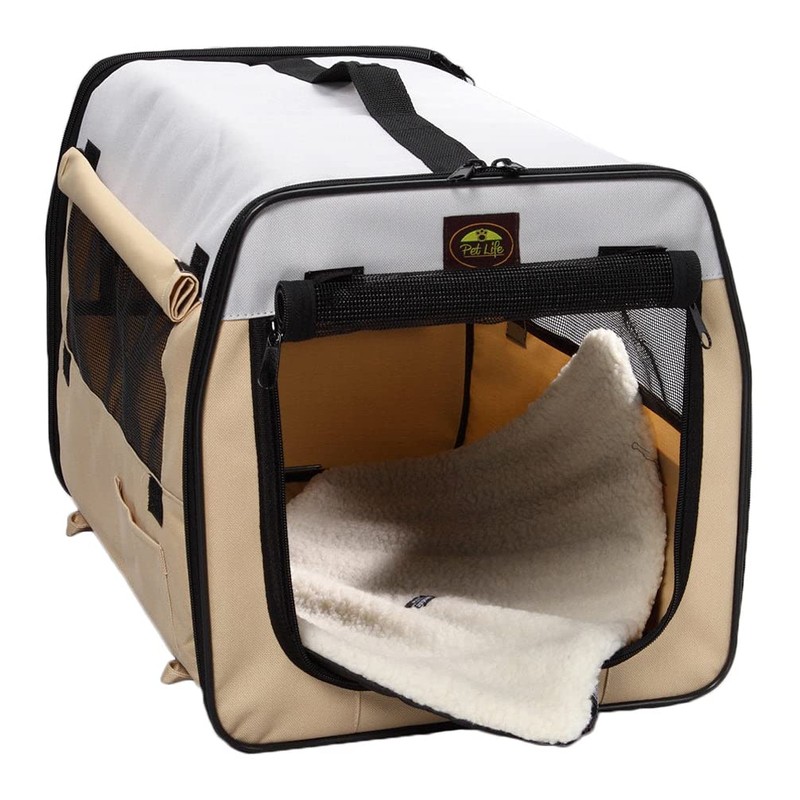 PET LIFE 'Easy Folding' Zippered Folding Collapsible Wire Framed Lightweight