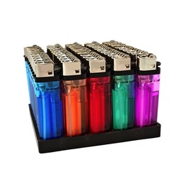 ezkart | Pack of 25 - Multipack Assorted Colour Disposable Lighters with Adjustable Flame and Child Safe, Easy to Use, Reliable Ignition, Multicolour and Vibrant (25)