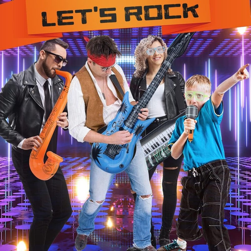 Inflatable Guitar Saxophone Microphone Balloons Musical Instrument Balloons Photo Booth