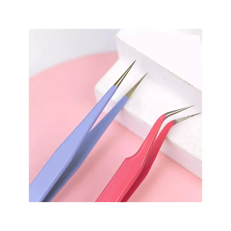 스티커 속눈썹 연장용 맥스 2PCS 스테인리스 핀셋 스트레이트 커브드 정밀