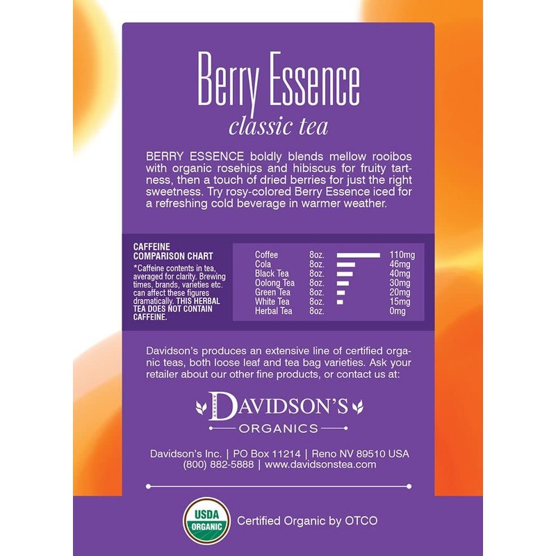 Davidson's Organics, Berry Essence, 8-count Tea Bags, Pack of 12
