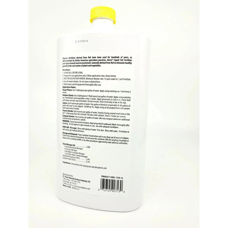 Harris Organic Gardening Fish Fertilizer Plant Food 3-3-0.3 Promotes Growth