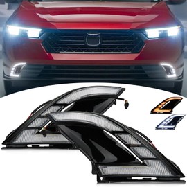 BINQIGOO LED Front Bumper Fog Light Compatible with Honda Accord 2023 Daytime Running Lights Amber Turn Signal Replacement Lamp(FRONT FOG LIGHT)