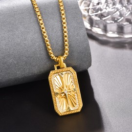 KATHLU Gold Compass Necklace for Men Women 925 Sterling Silver Compass Pendant Travel Necklace Jewelry Gifts