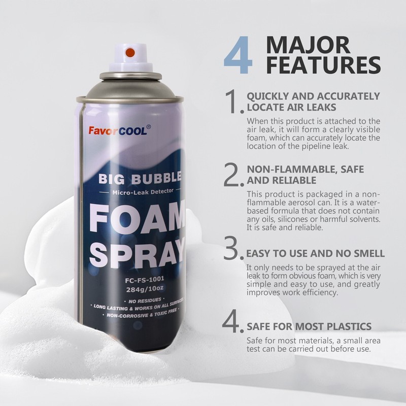 FavorCOOL Micro Gas Leak Detector Detects Gas Compressed Foam Leak