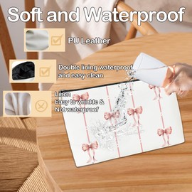 Pink Coquette Bow Makeup Bag, Funky Pouch Gift for Teen Girls Women, Trendy Preppy PU Leather Cosmetic Bag, Cute Preppy Stuff, Preppy Gifts, Birthday Gift for Sister,Teen,Daughter,Bff,Friend