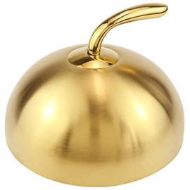 YOLUFER Stainless Steel Food Dome Cover, Steak Dome Cover, Plate Dome Cover with Handle, Dome Cover for Hamburger, Meat,Sandwich, Food (Small), Gold, KA012-JAN-YB