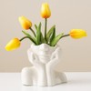 White Ceramic Face Vase - Flower Vase Desk Decor Female