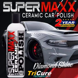 SUPERMAXX CAR POLISH "ADVANCED TRICURE CERAMIC PAINT PROTECTION "HIGH GLOSS" 8 OUNCE - KIT