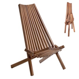 Daxue Folding Garden Chairs Solid Wood Outside Foldable Low Profile Acacia Wood Lounge Chair for Indoor Outdoor Handcrafted Patio Seating No Assembly Required Beach Yard Balcony Furniture