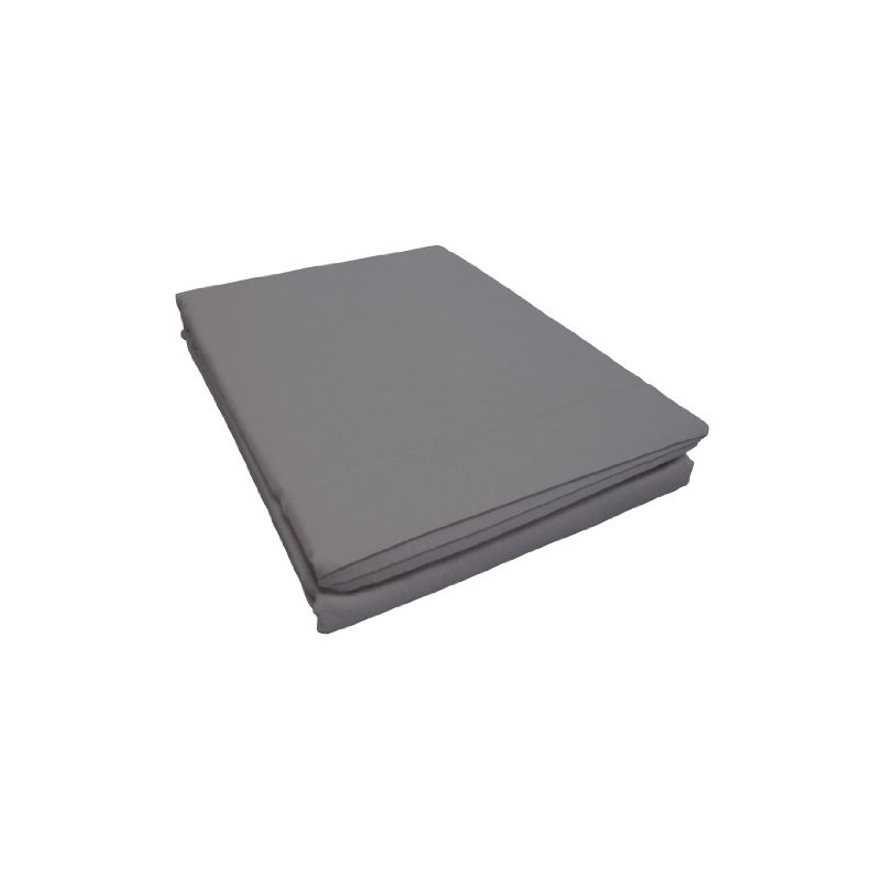 Douceur d'Interieur Flat Sheet 180/290 UNI GRIS Souris +Bourdon Stitch