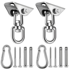 2-Pack Hammock Hanging kit,360°Rotating 1200 lb Capacity Heavy Duty,Hanger & Swing Hook Snap for Concrete Wood,Hammock,Veranda Seat,Chair,Swing Sets,Yoga and Gym（Without Chain ）