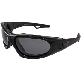Hurricane Eyewear Category-5 Jet Ski Water-Sport - anteojos flotantes intercambiables de anteojos de sol a anteojos con montura negra polarizada de humo